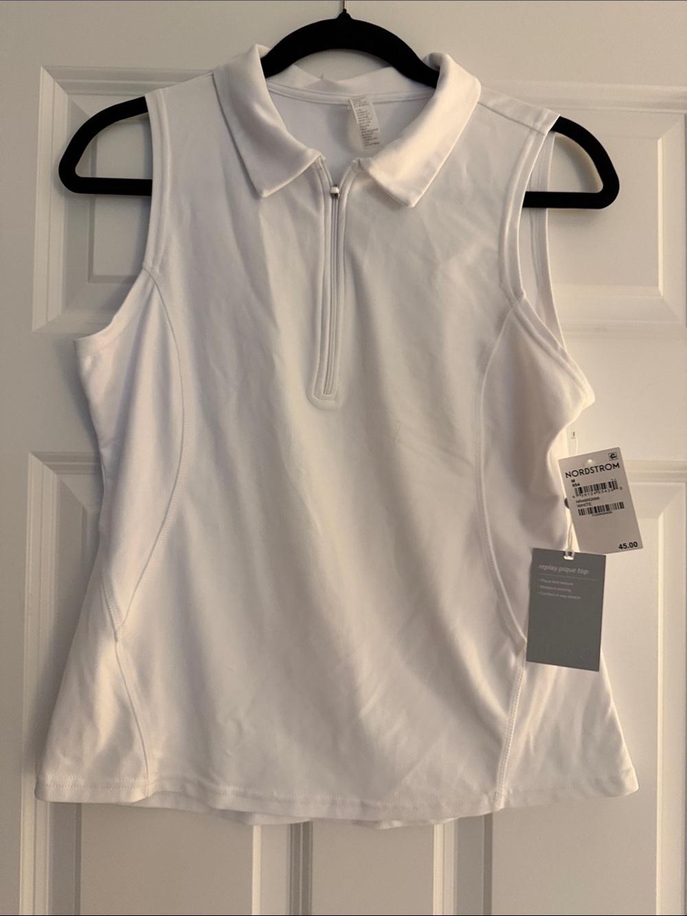 Zella Women’s White Sleeveless Zip-Front Polo Tank